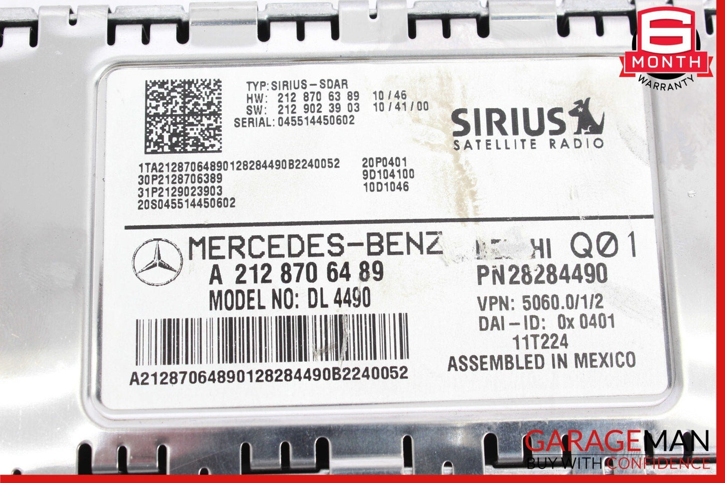 10-17 Mercedes W212 E350 C300 Sirius Satellite Radio Receiver Module Unit OEM