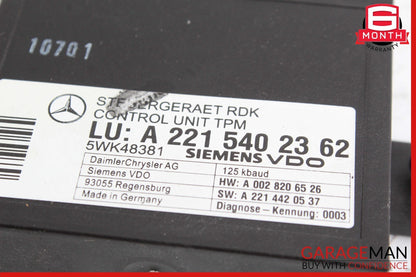 07-14 Mercedes W221 S550 S63 AMG TPMS Tire Pressure Monitor Module Unit OEM