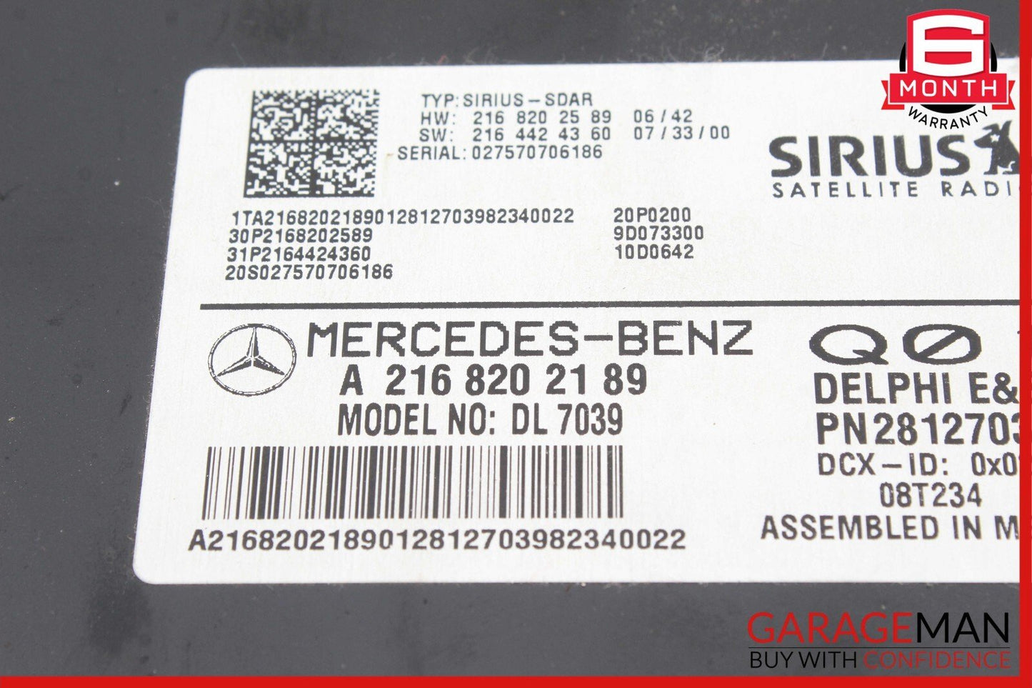 07-14 Mercedes GLK350 CLS550 Sirius Satellite Radio Receiver Control Module Unit
