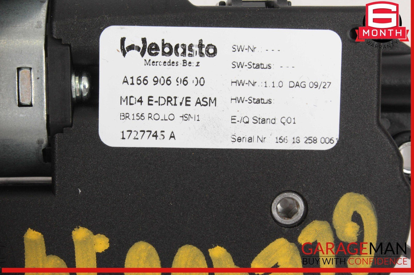13-19 Mercedes W166 GLE400 GL550 Panoramic Sunroof Glass Motor 1669069600 OEM