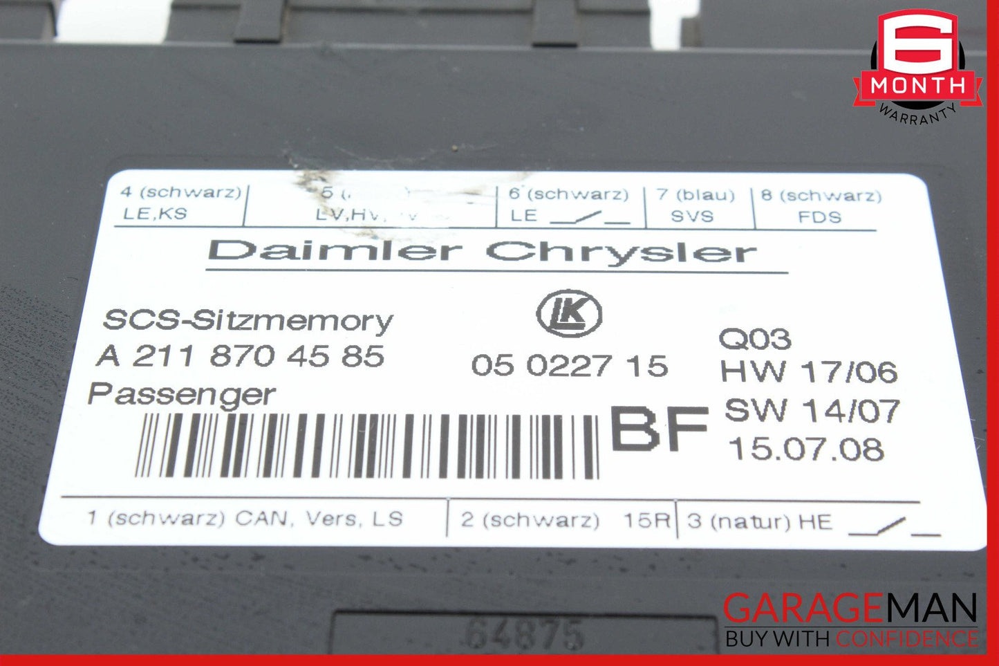 03-12 Mercedes X164 GL450 CLS550 Front Right Seat Control Module 2118704585 OEM
