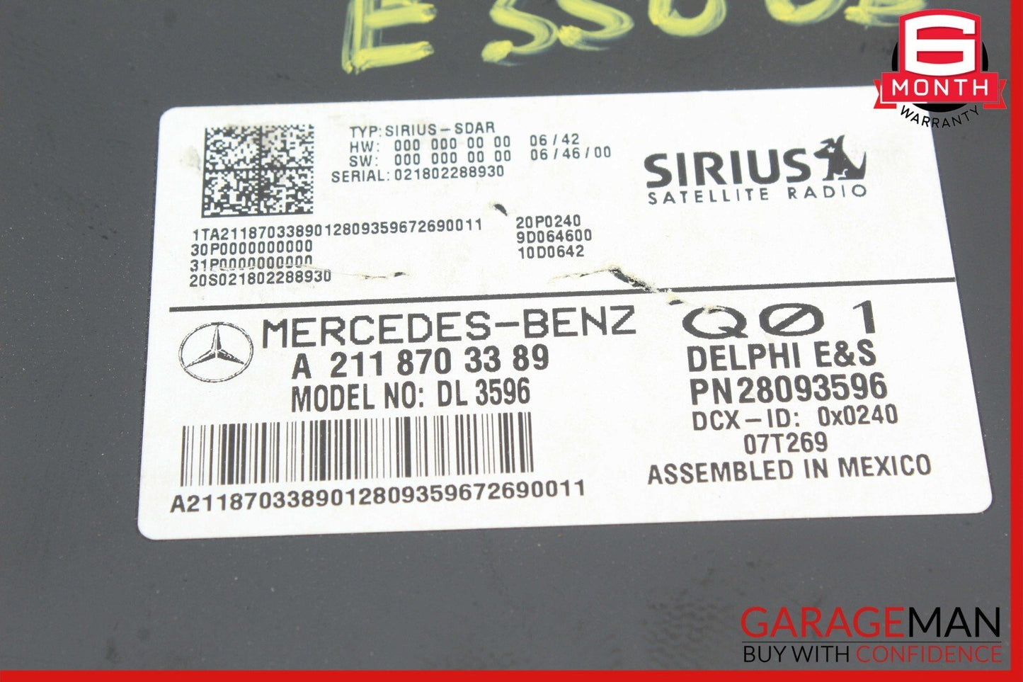03-11 Mercedes GL450 CLS550 E550 E350 Sirius Satellite Radio Receiver Module