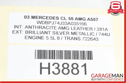 02-06 Mercedes W215 CL500 CL55 AMG Front Right Seat Belt Seatbelt Retractor