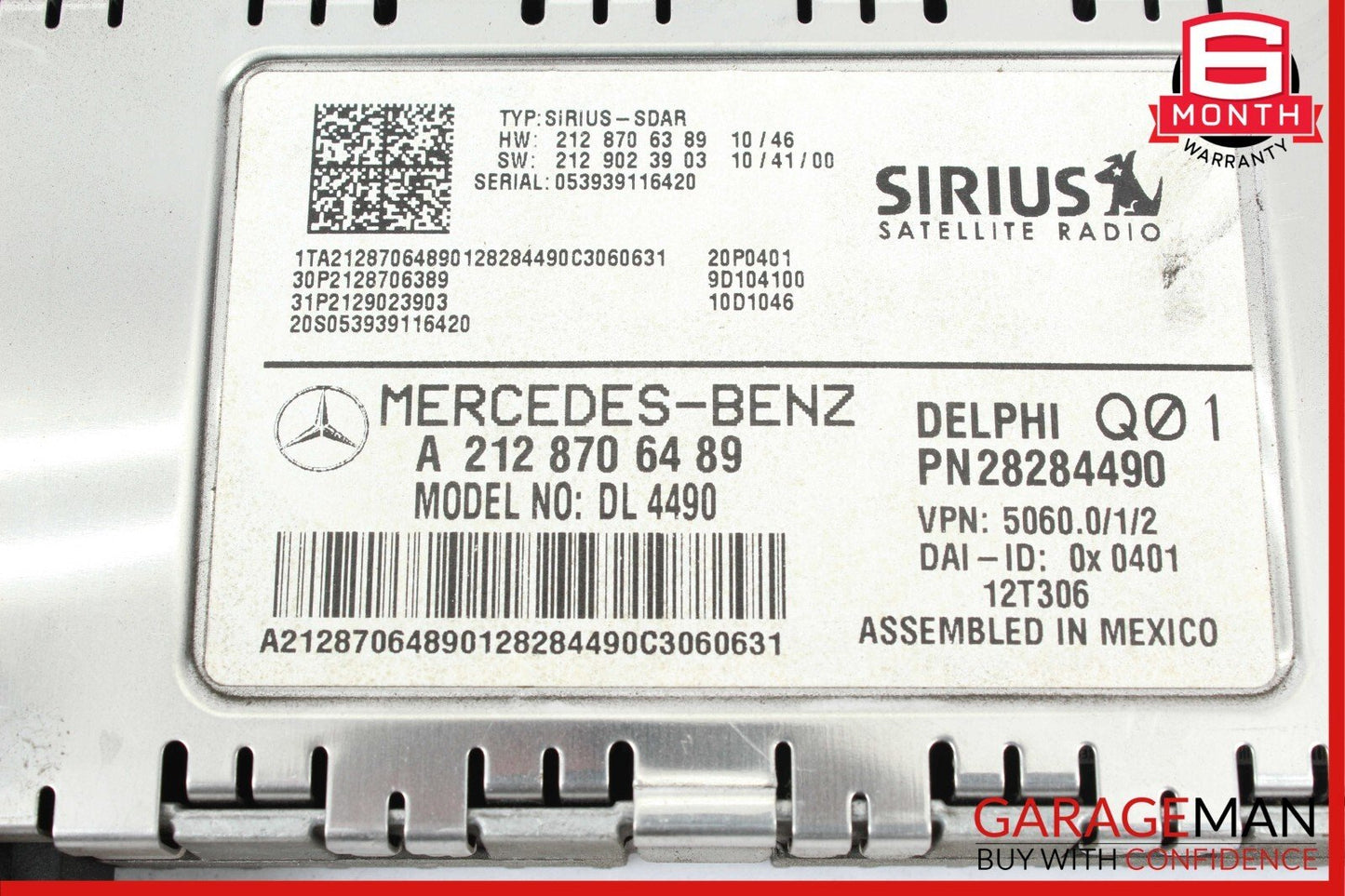 Mercedes W212 E350 SLK250 Sirius Satellite Radio Receiver 2128705689 OEM