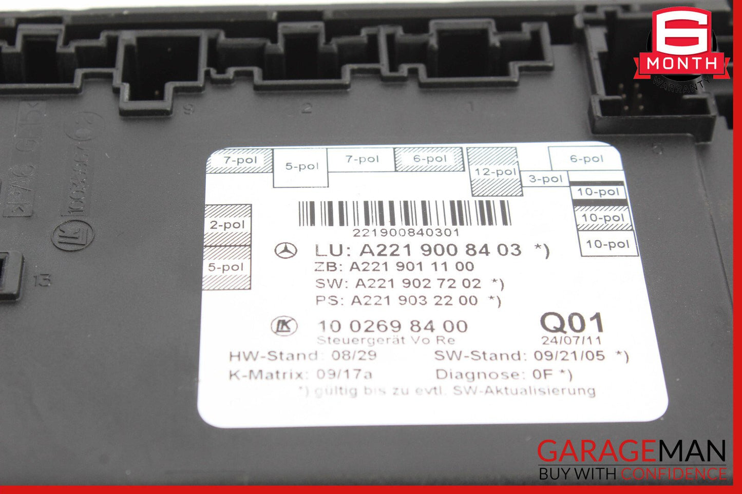 07-13 Mercedes W221 S550 S350 S63 Front Right Door Control Module 2219006304 OEM