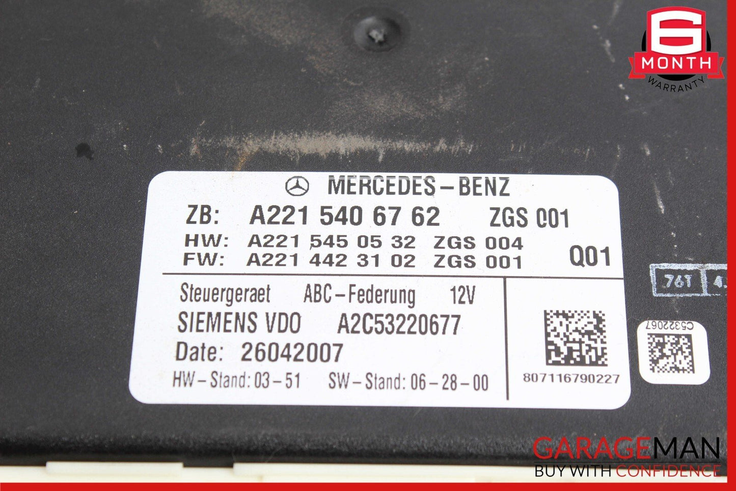 07-14 Mercedes W216 CL550 CL63 Active Body Control ABC Suspension Module Control