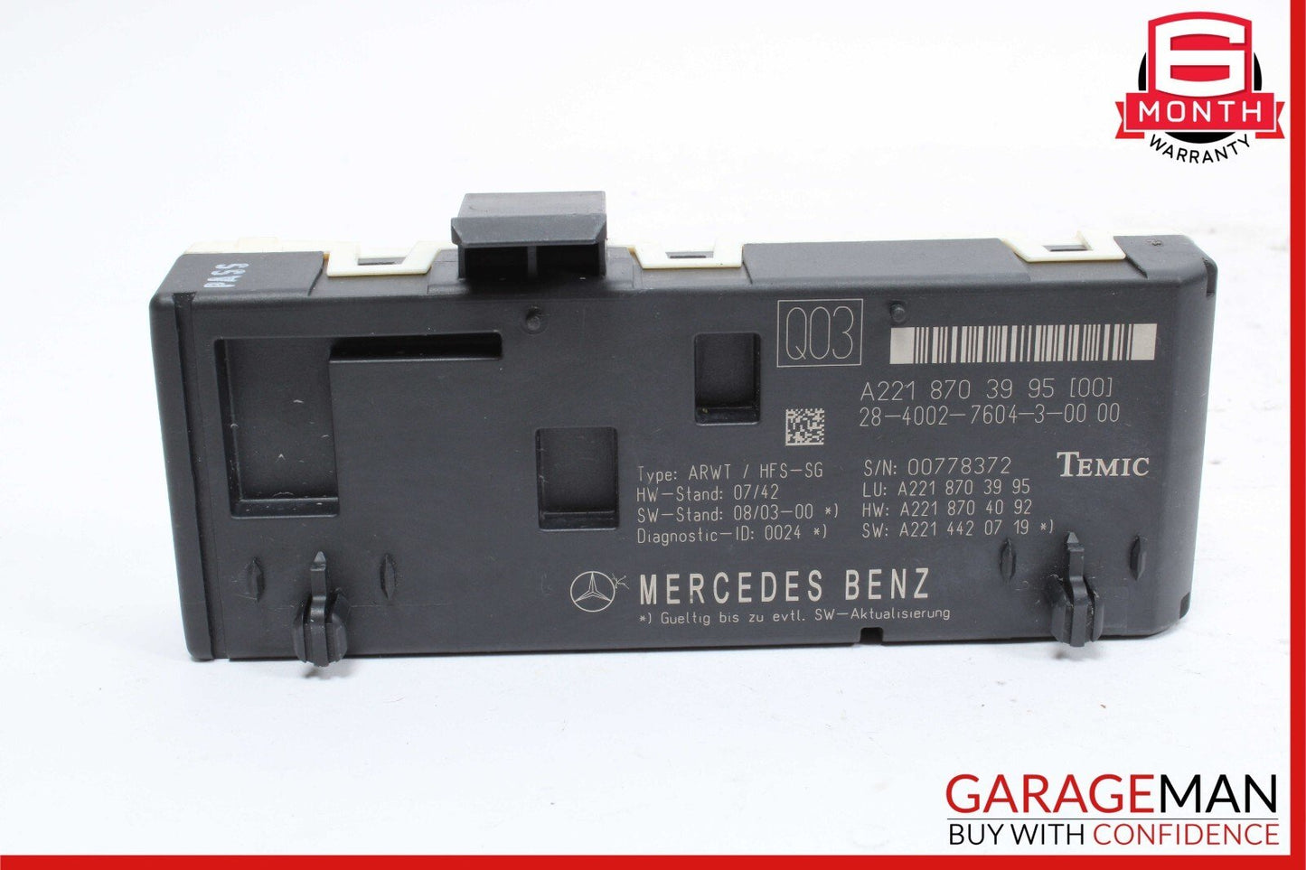 07-14 Mercedes W221 S550 CL550 Trunk Release Remote Open Close Module OEM