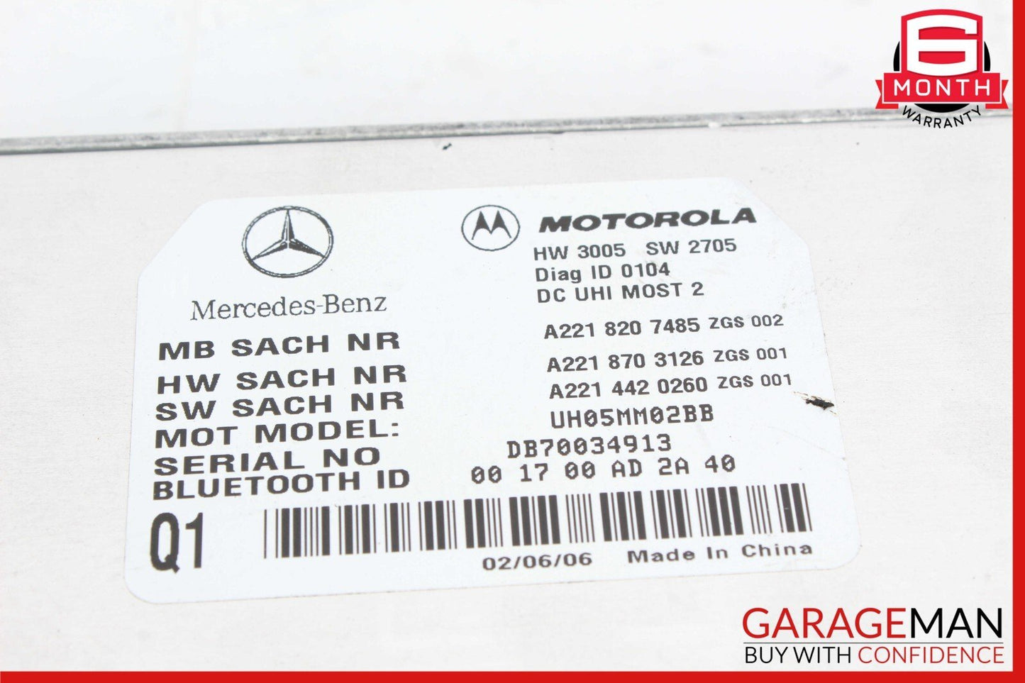 07-13 Mercedes W221 S550 S600 S63 AMG Motorola Bluetooth Control Module Unit OEM