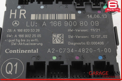 12-19 Mercedes X166 GL450 ML400 GLE350 Rear Right Side Door Control Module Unit