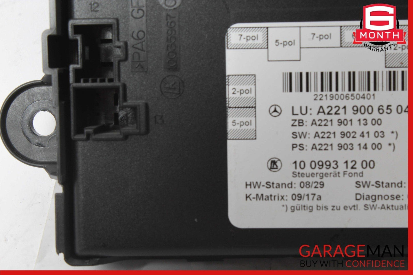 07-13 Mercedes W221 S550 S400 Rear Right / Left Side Door Controller Module Unit