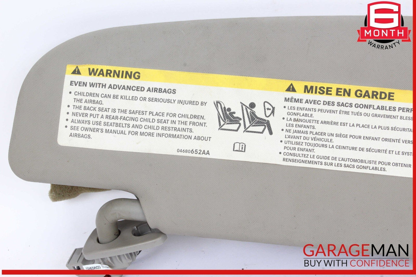 17-22 Alfa Romeo Giulia Front Left Driver Side Sun Visor Sunvisor Gray OEM