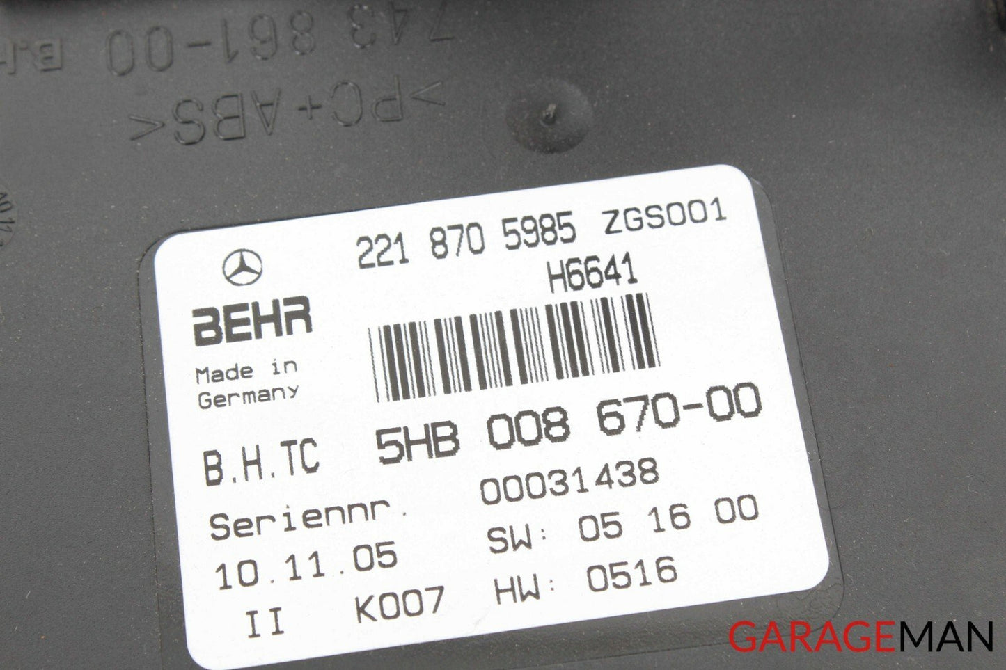 07-09 Mercedes W221 S550 S63 AMG AC A/C Air Heater Blower Climate Control Module