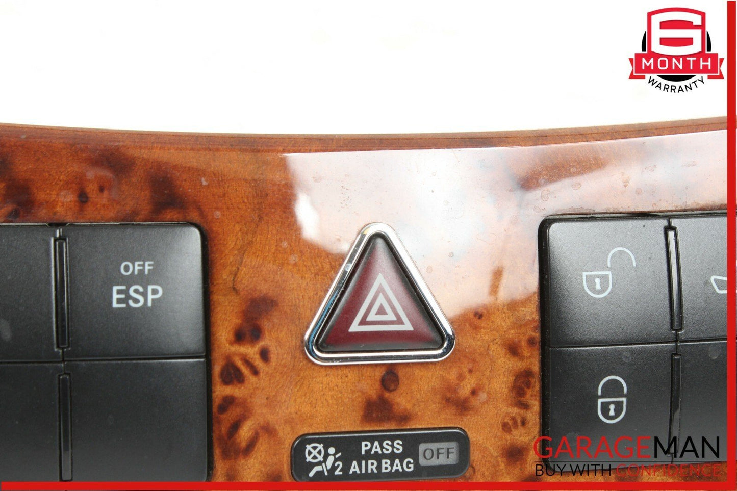 05-09 Mercedes W209 CLK350 Dash Heated Seat ESP Hazard Switch Control Wood OEM