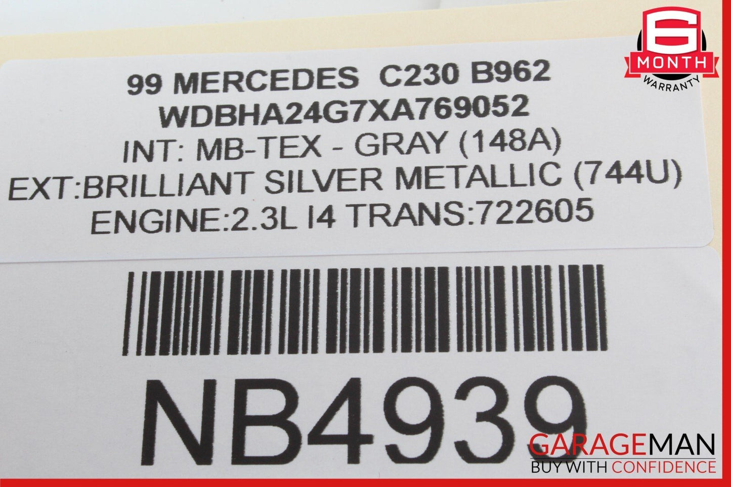 94-00 Mercedes W202 C230 Rear Center Seat Belt Buckle 2028609269 OEM