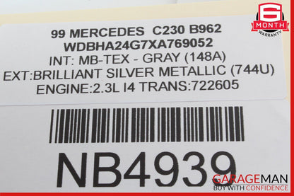 94-00 Mercedes W202 C230 Rear Center Seat Belt Buckle 2028609269 OEM