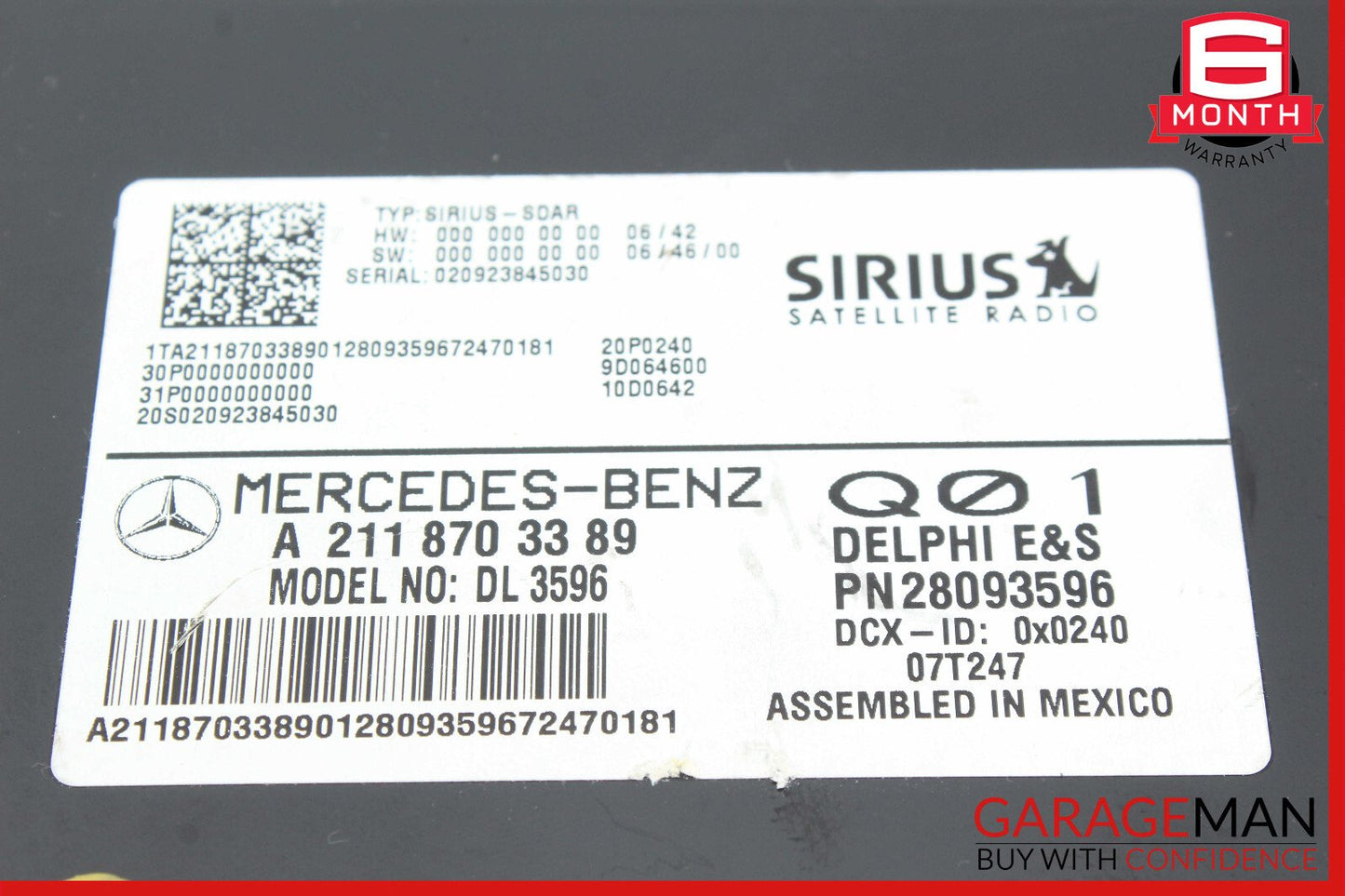 03-09 Mercedes X164 GL450 ML320 CL550 Sirius Satellite Radio Receiver OEM