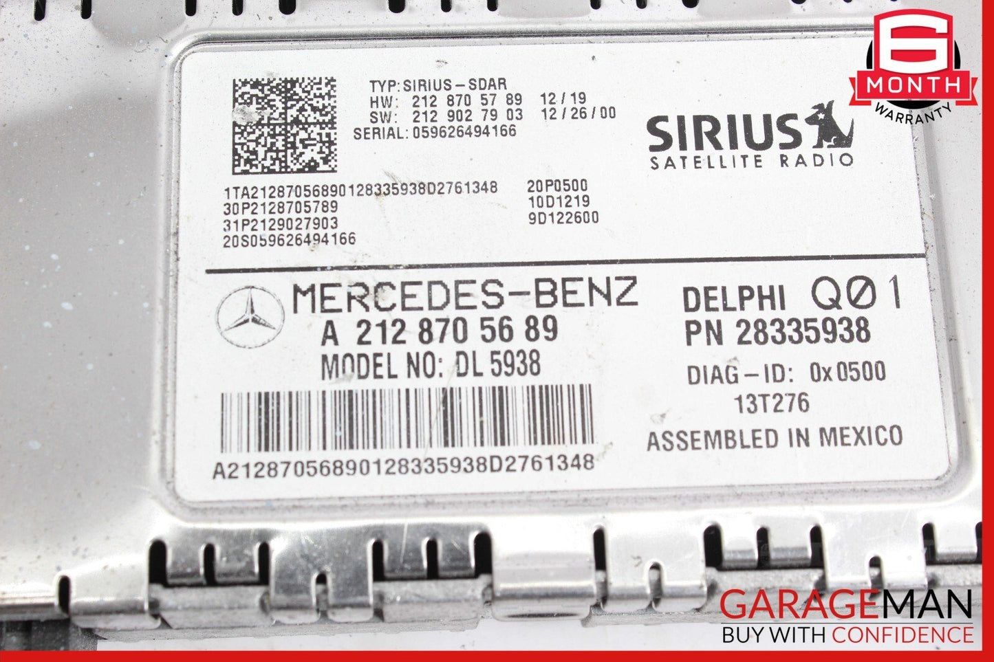 10-17 Mercedes W212 E350 C250 C300 Sirius Satellite Radio Receiver Module Unit