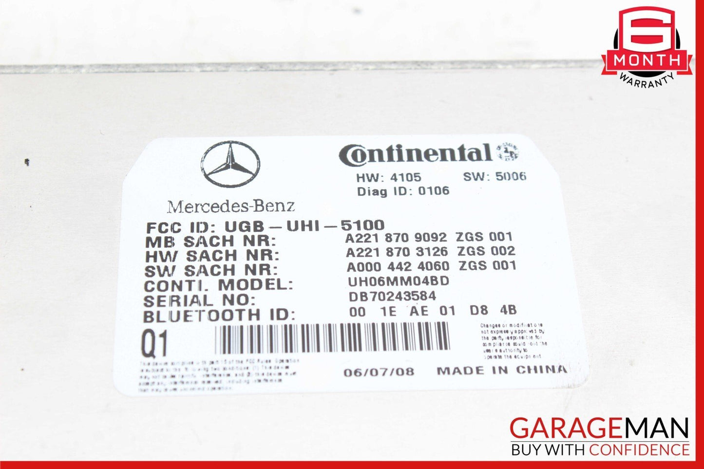 07-10 Mercedes W221 S550 CL550 CL63 Bluetooth Communication Module 2168206726