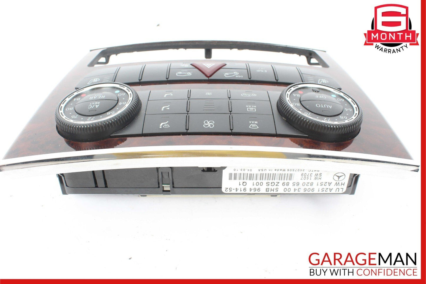 09-12 Mercedes W164 ML550 Center Dash AC A/C Heater Temperature Switch Assembly
