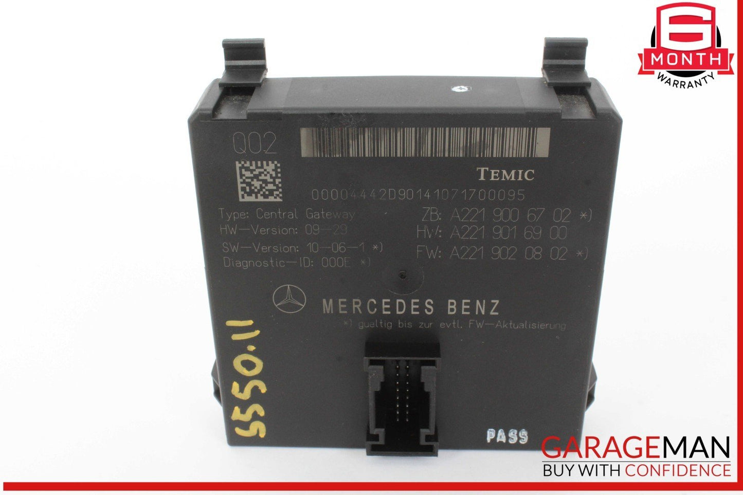 07-14 Mercedes W221 S550 S400 Central Gateway Control Module Unit 2215408362 OEM