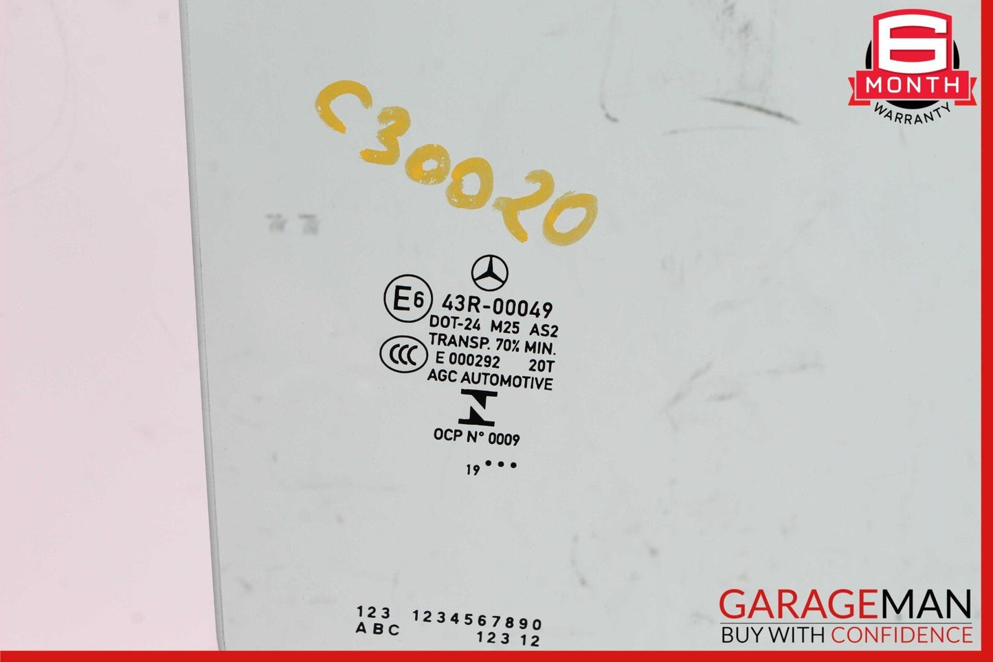 15-20 Mercedes W205 C300 C350e Rear Right Side Door Window Glass Clear
