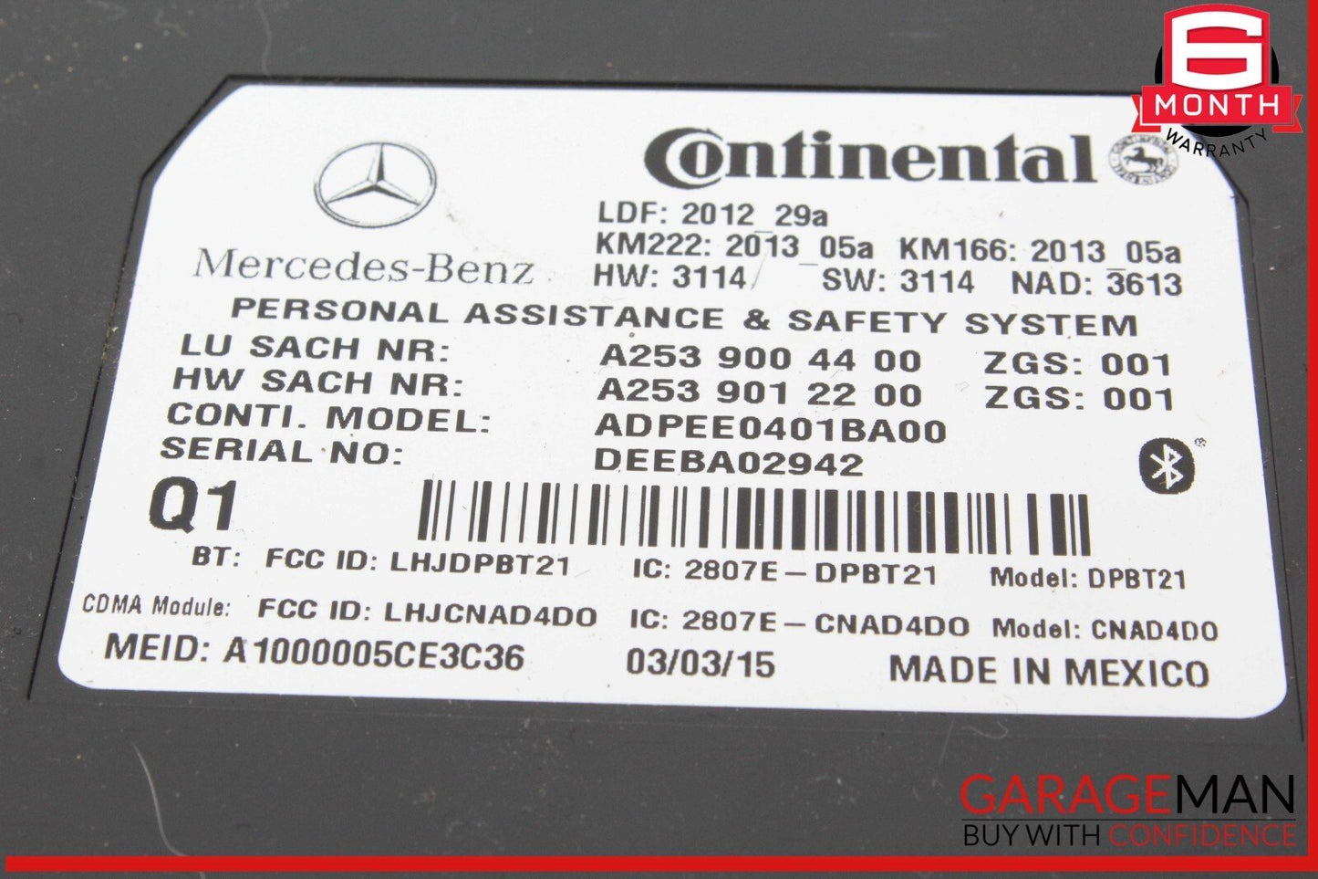 10-20 Mercedes W205 C300 C400 GLA250 SL400 Communication Control Module