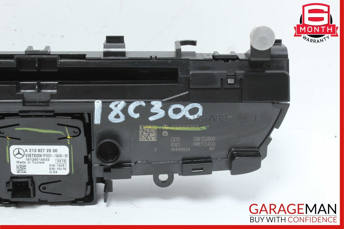 15-18 Mercedes W205 C300 C400 Center Dashboard Hazard Control Switch w/ Clock