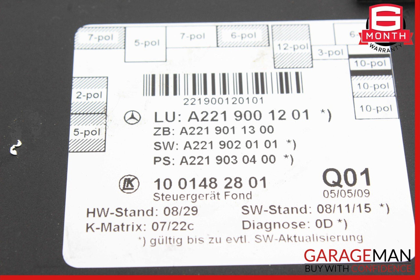 07-13 Mercedes W221 S400 S550 Rear Right or Left Side Door Control Module OEM