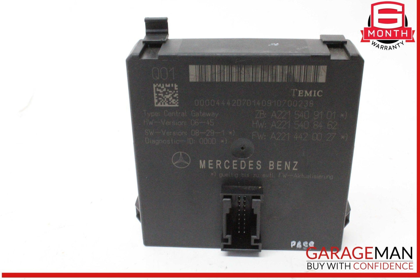 07-14 Mercedes W221 S550 S400 Central Gateway Control Module Unit 2215408362 OEM