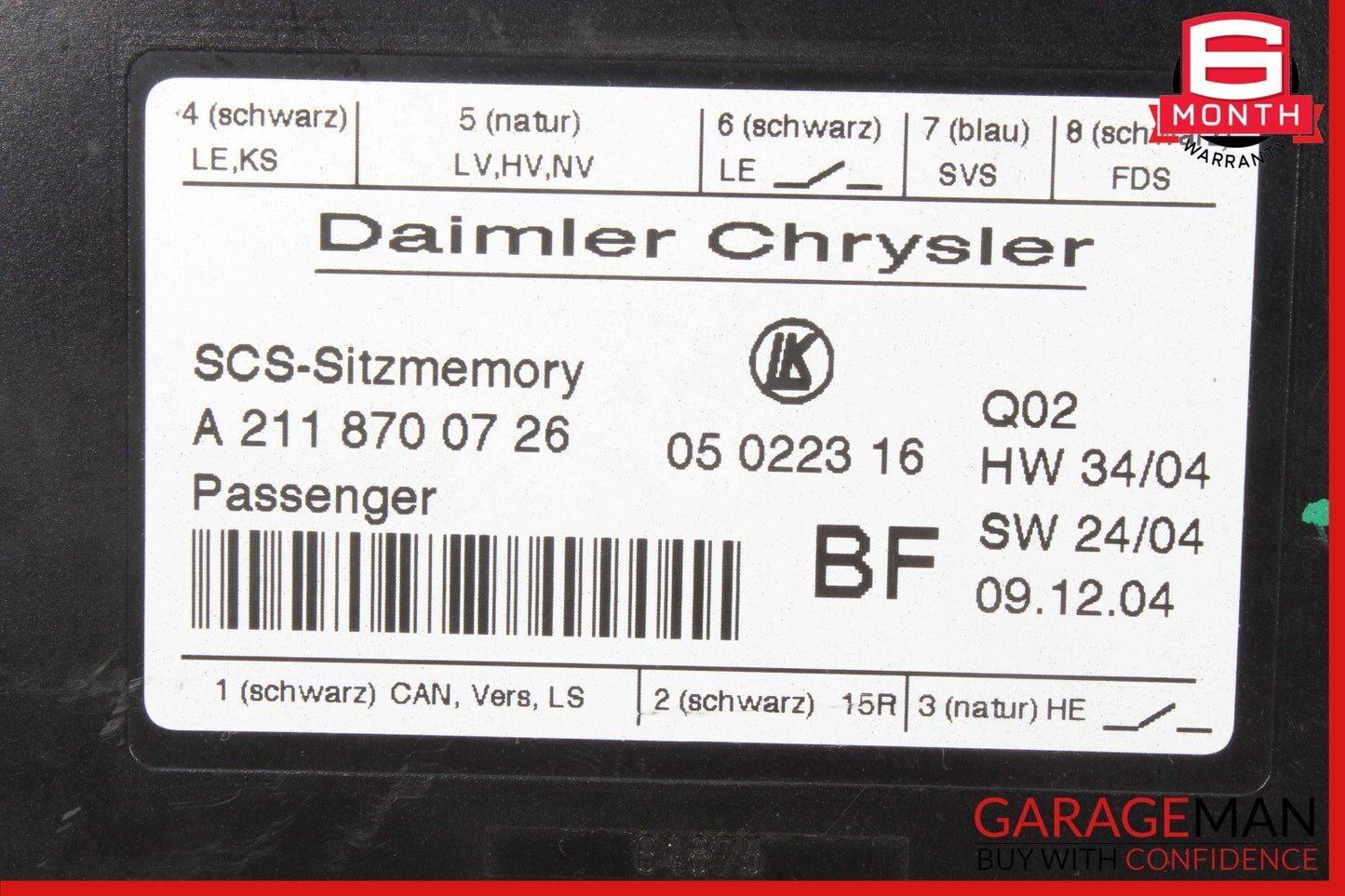 03-11 Mercedes R171 SLK280 Seat Control Module Front Right 2118700726 OEM