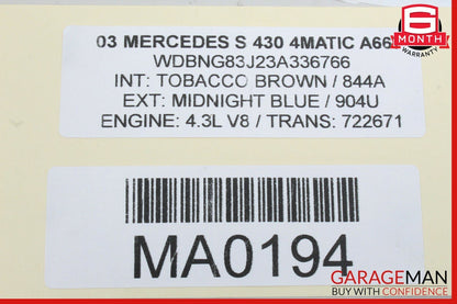 00-12 Mercedes W221 S430 CL500 CL55 Front Lumbar Control Switch 2208000878 OEM