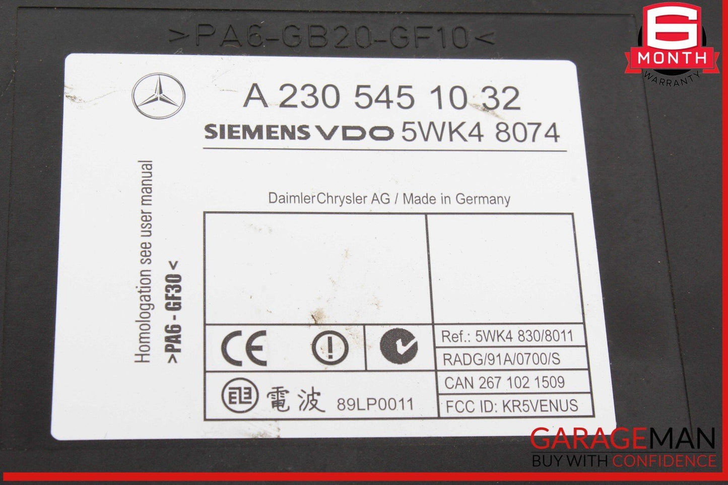 00-03 Mercedes W220 S55 AMG CL55 Keyless Go Entry Control Module 2305451032 OEM