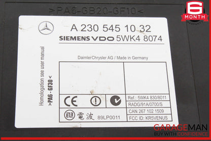 00-03 Mercedes W220 S55 AMG CL55 Keyless Go Entry Control Module 2305451032 OEM