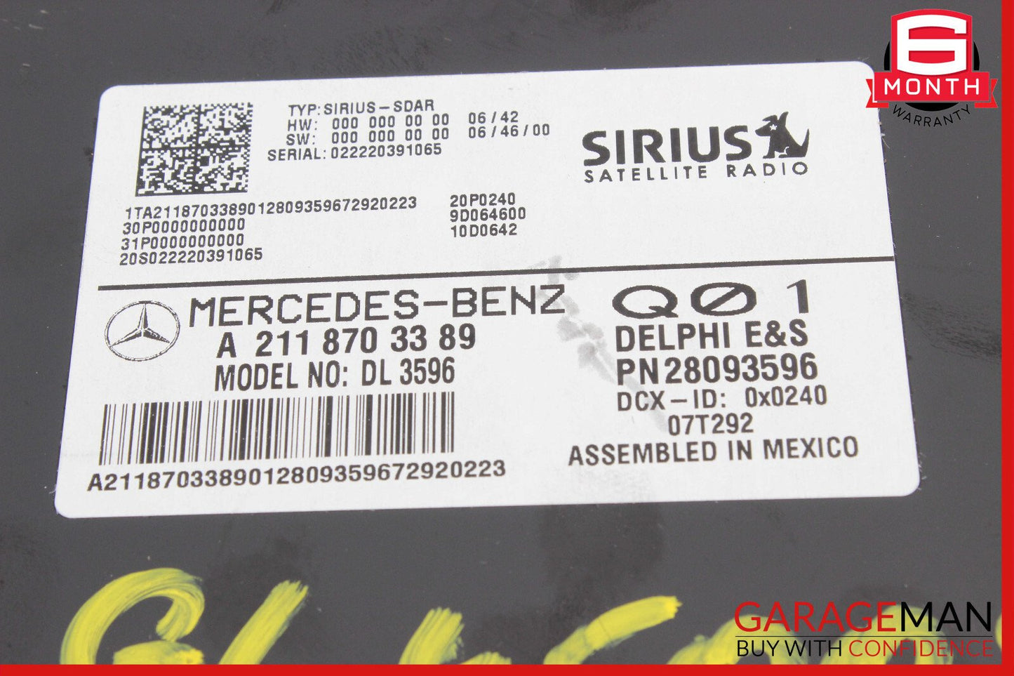 03-08 Mercedes W164 ML550 GL450 Sirius Satellite Radio Receiver 1698270162 OEM
