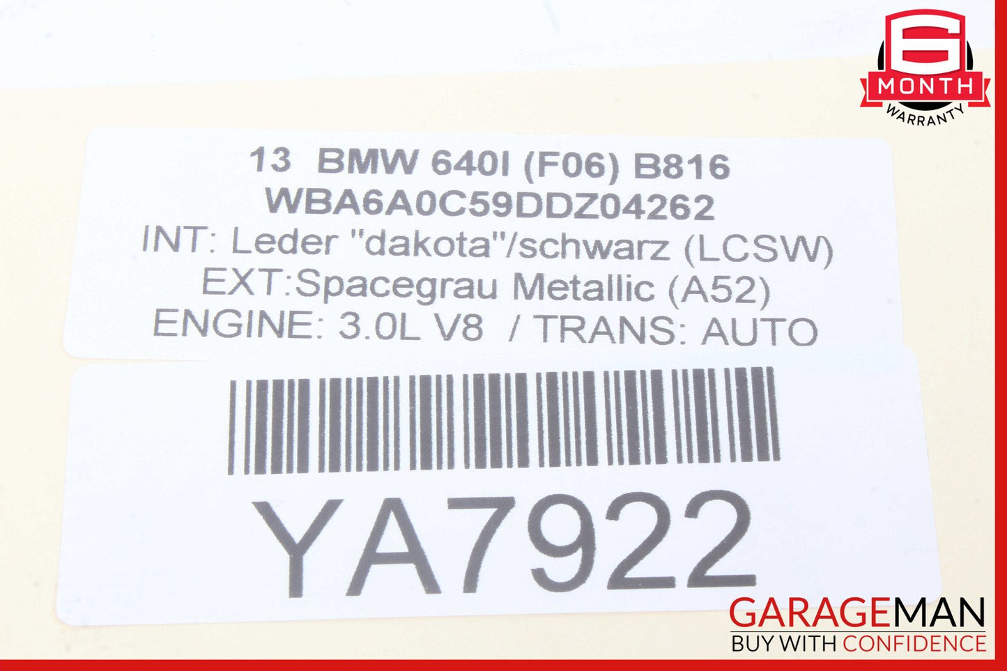 13-19 BMW 640i F06 Rear Trunk Lid Release Switch Emblem Logo Bottom OEM