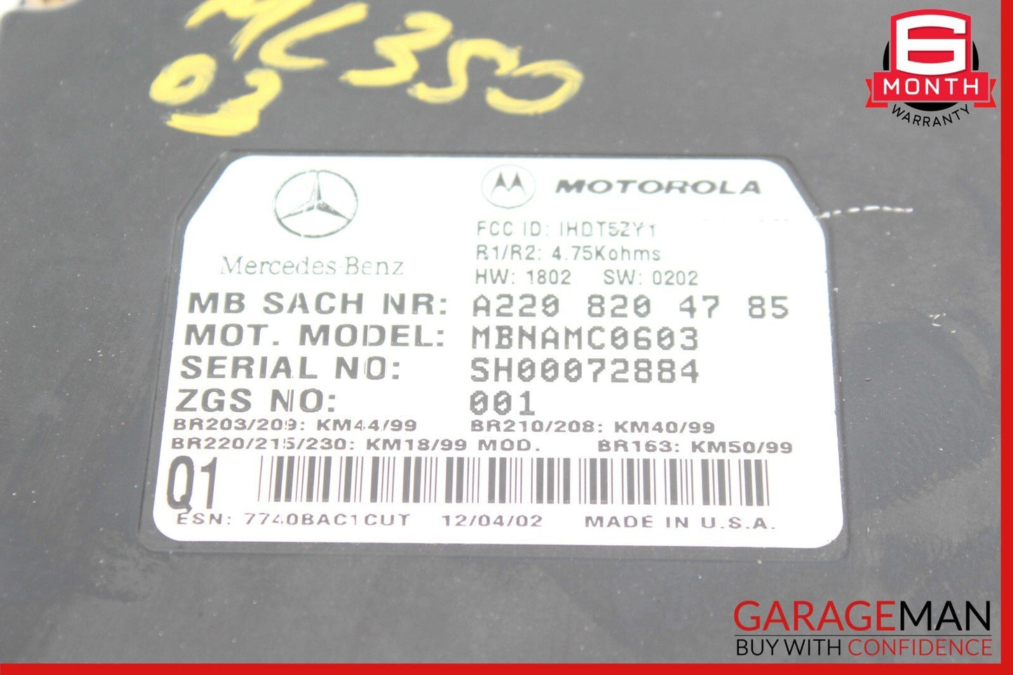 00-06 Mercedes W163 ML320 S500 Voice Phone Communication Control Module Unit