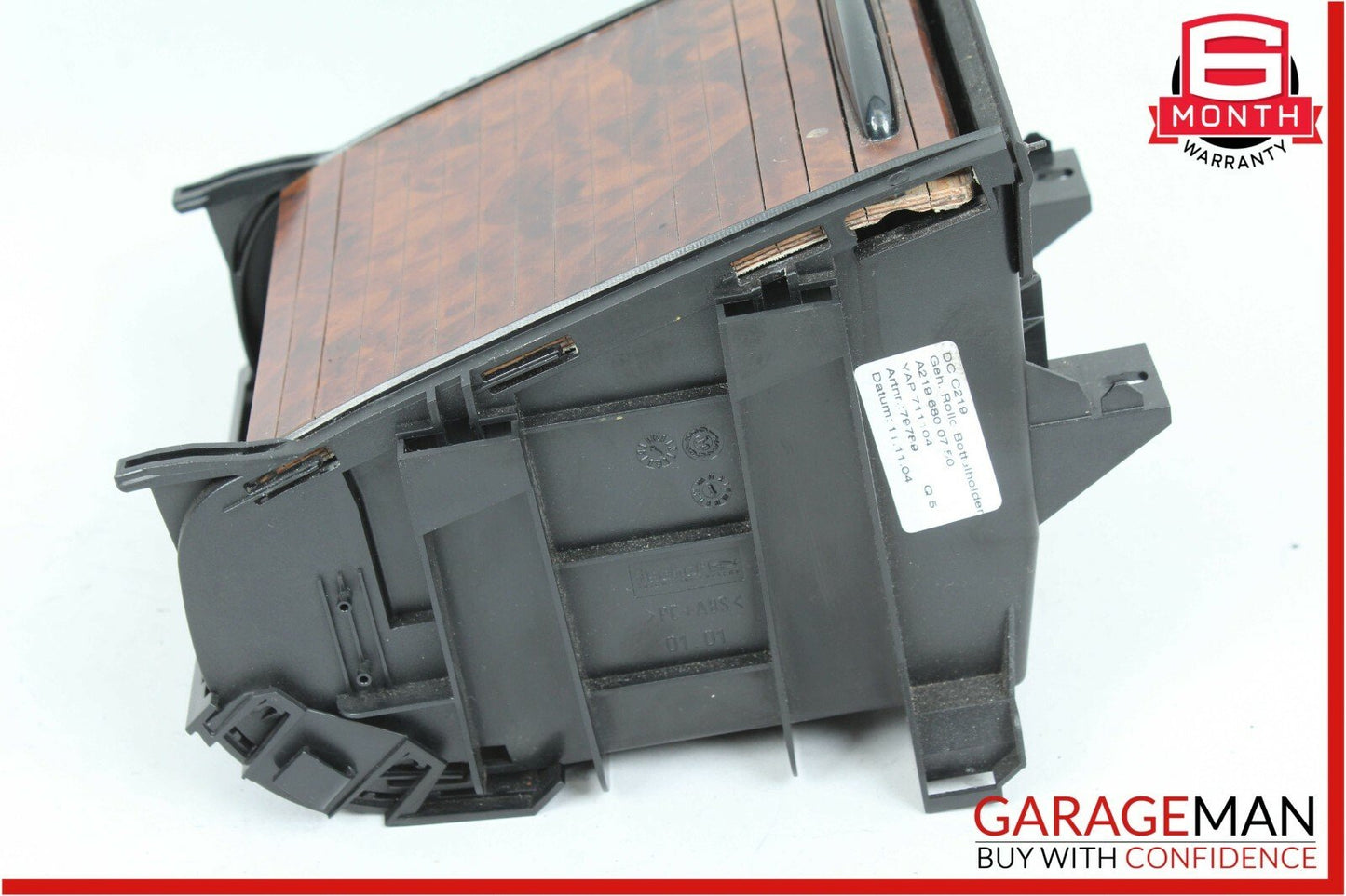 06-11 Mercedes W219 CLS500 Rear Center Console Armrest Cupholder Cup Holder Wood