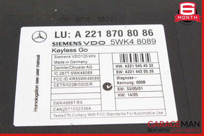07-10 Mercedes W221 S550 CL550 CL600 S63 AMG Keyless Go Control Module Unit OEM