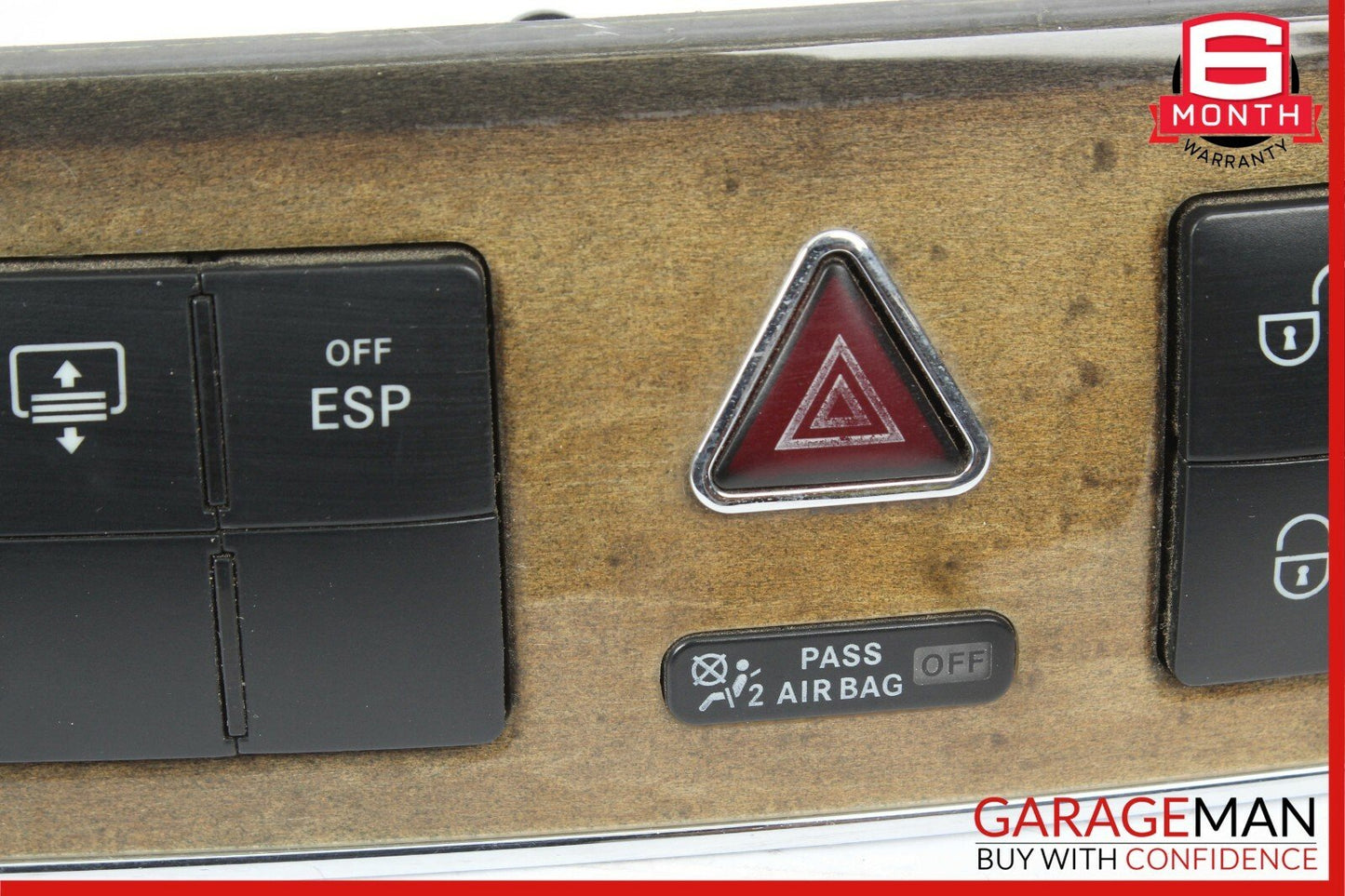 05-07 Mercedes C230 Dash Hazard Light Switch Door Lock Control Module Walnut OEM