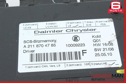 03-12 Mercedes GL450 SLK350 E350 ML500 Front Left Side Seat Control Module Unit