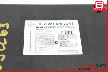07-10 Mercedes W216 CL550 S550 S63 AMG Keyless Go Entry Control Module Unit