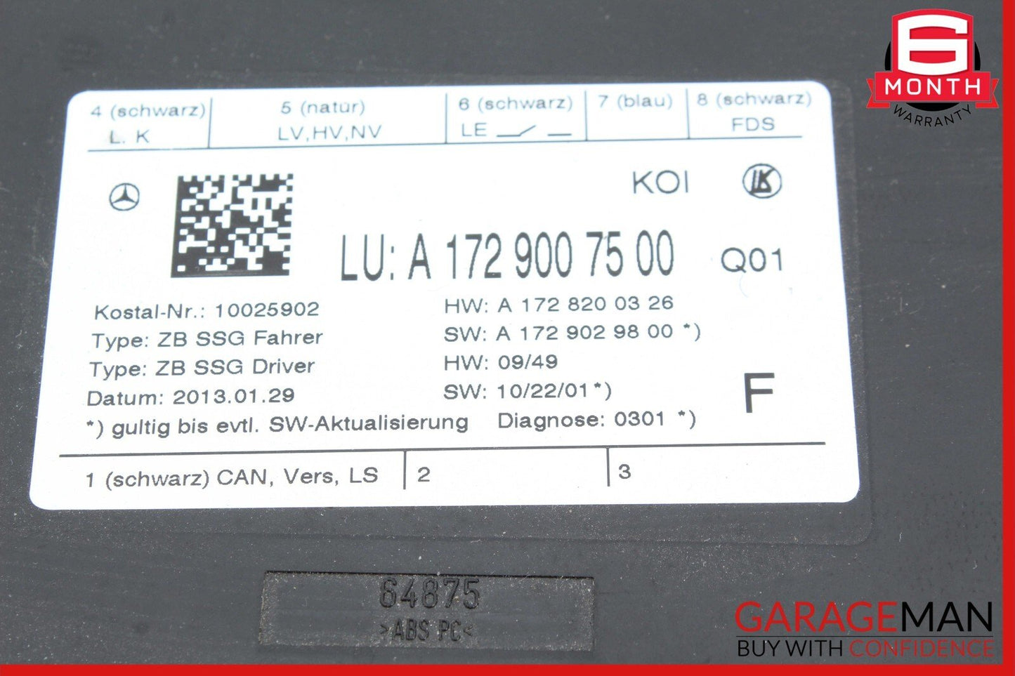 08-20 Mercedes W204 C300 C350 C250 SLK250 Front Left Side Seat Control Module