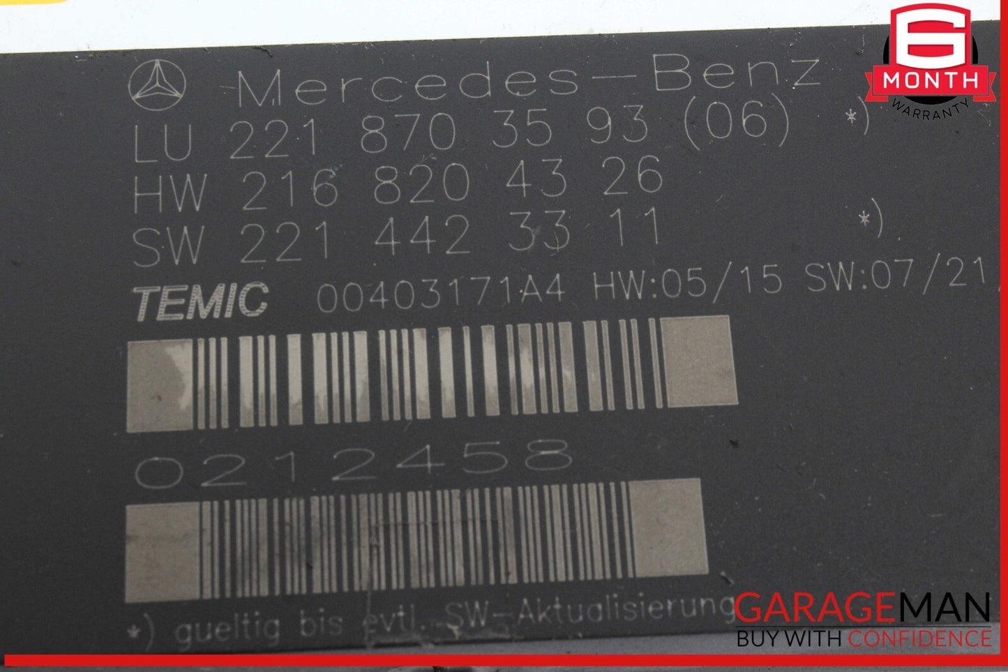 07-10 Mercedes W221 S550 CL550 Front Left / Right Seat Contour Controller Module