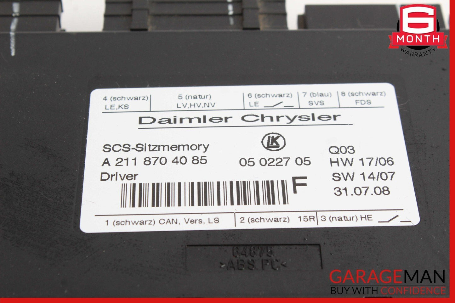 03-12 Mercedes GL550 GL350 SLK350 E350 Front Left Side Seat Control Module Unit