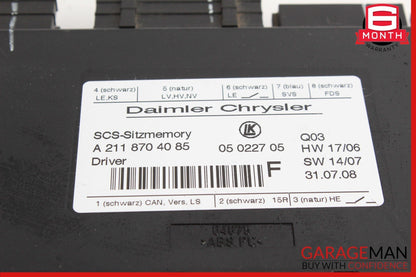 03-12 Mercedes GL550 GL350 SLK350 E350 Front Left Side Seat Control Module Unit