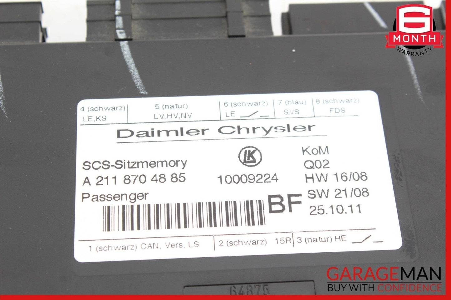 03-12 Mercedes GL450 E350 SLK350 Front Right Side Seat Controller Module Unit