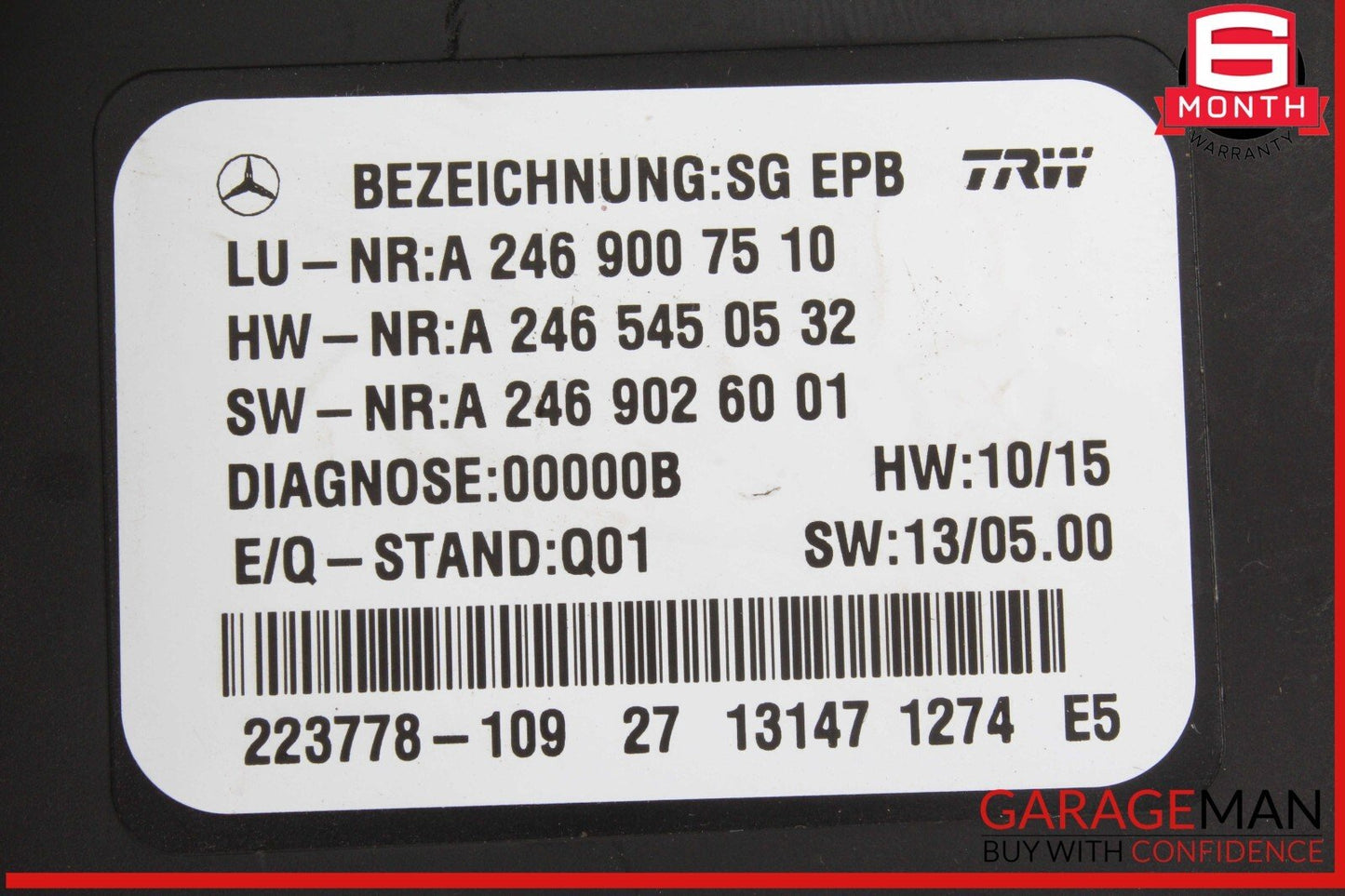 12-16 Mercedes X166 GL350 SLK350 Parking Brake Control Module 2469007510