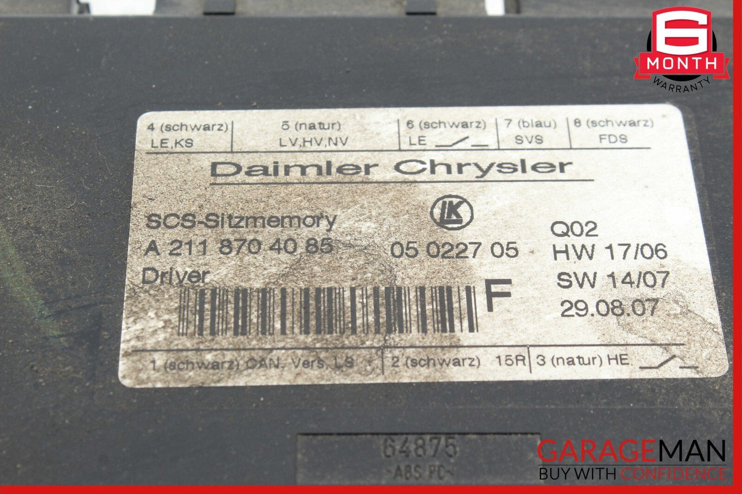 03-12 Mercedes GL550 ML500 SLK350 E350 Front Left Side Seat Control Module Unit