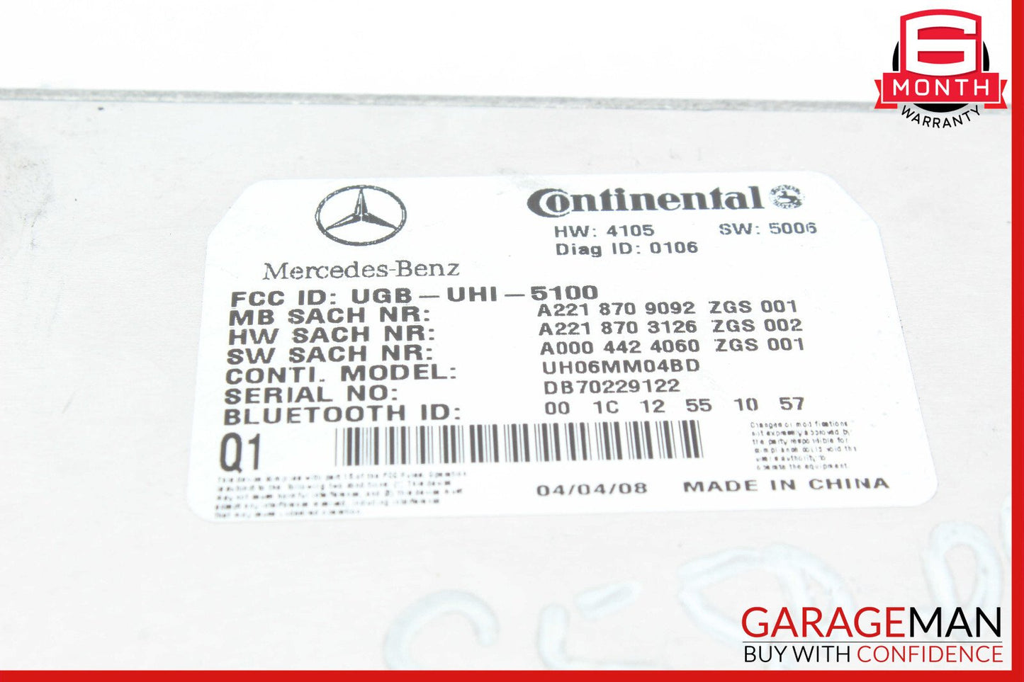 07-09 Mercedes W221 S550 CL600 Bluetooth Communication Module OEM