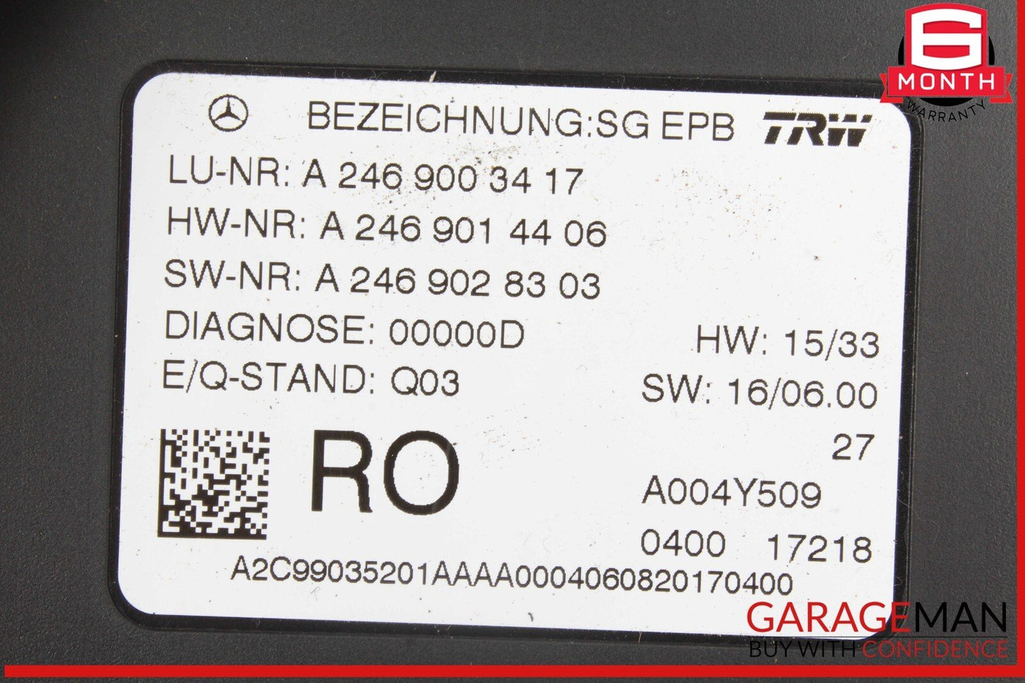 12-20 Mercedes W117 CLA250 SLK350 Hand Parking Brake Control Module Unit OEM